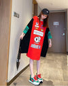 【半額！期間限定！！】超人気 個性派 絶対流行 アバンギャルド プリント 切り替え ゆったり ワンピース<U-8531>