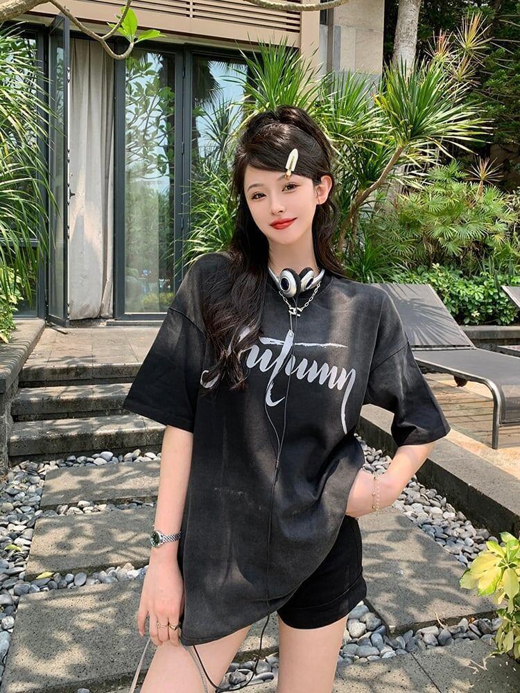 レイジースタイルドーパミングラデーションタイダイオールマッチ半袖Tシャツ<U-2895>