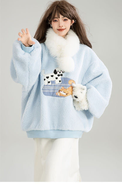 存在感抜群 暖かい服,ゆったりとしたアウターウェア トレンドアイテム ラムスウェットシャツ＜U-9961＞