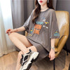 着せ プリント アルファベット ロングTシャツ 四色 ゆったりワンピース ＜U-4018＞