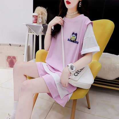 ルーズ 切り替え 美人度アップ Tシャツ＋ショートパンツ セットアップ＜U-3310＞