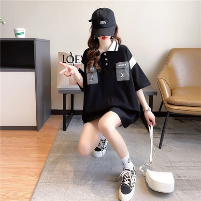 絶対流行 2色選択可 カジュアル 切り替え 半袖 Tシャツ カットソー＜U-8292＞