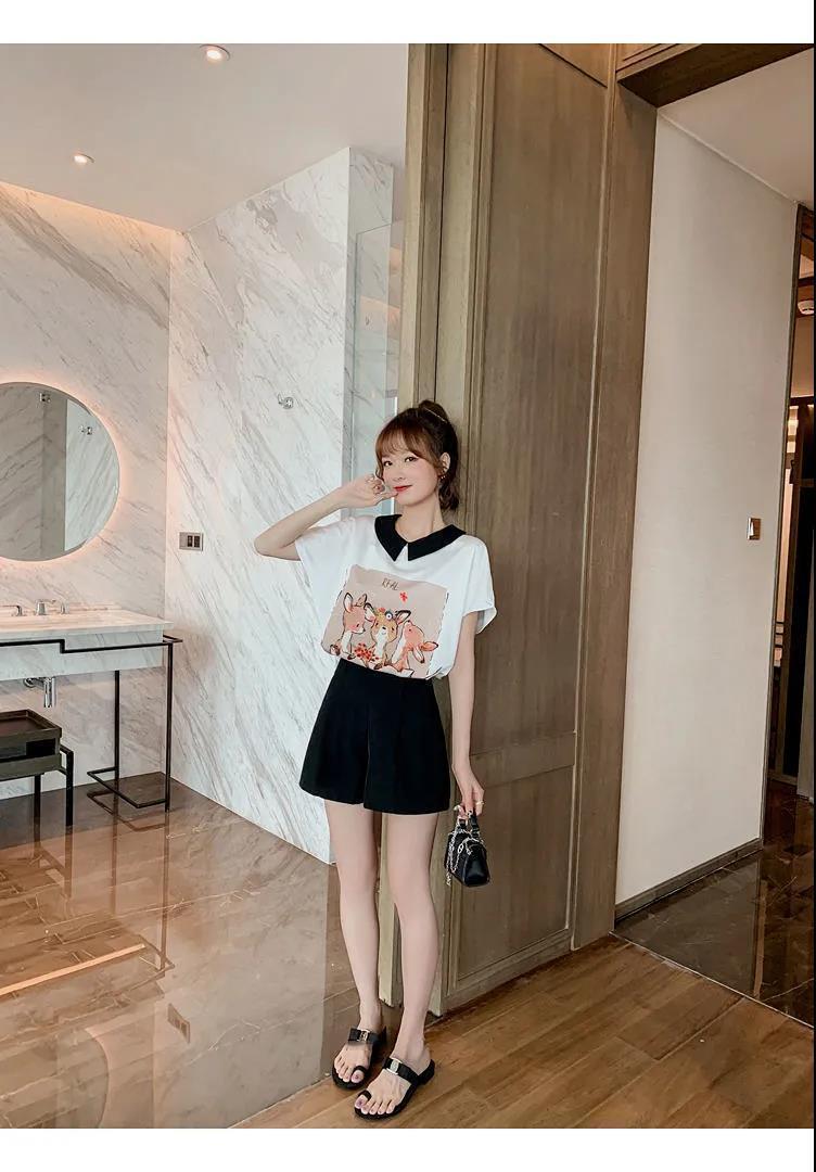 美人度アップ シフォン スウィート 半袖 Tシャツ ショートパンツ セットアップ ＜U-9234＞