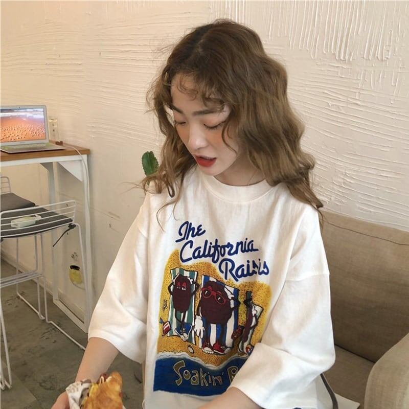 合わせやすい 切り替え 美人度アップ プリント Tシャツ カットソー＜U-3447＞