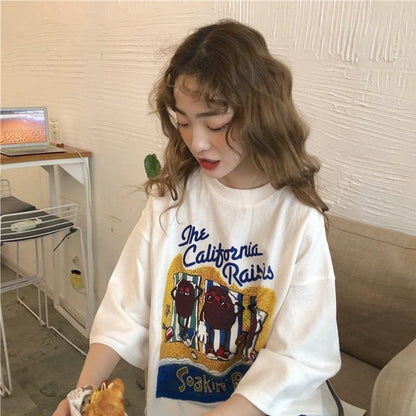 合わせやすい 切り替え 美人度アップ プリント Tシャツ カットソー＜U-3447＞