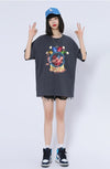 話題沸騰中 ゆったり カジュアル プリント 6色 半袖Tシャツ＜U-8164＞
