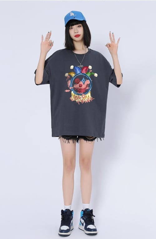 話題沸騰中 ゆったり カジュアル プリント 6色 半袖Tシャツ＜U-8164＞