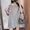 超人気 カジュアル 着回し力抜群 切り替え レース プリント全2色 半袖Tシャツ<U-9039>