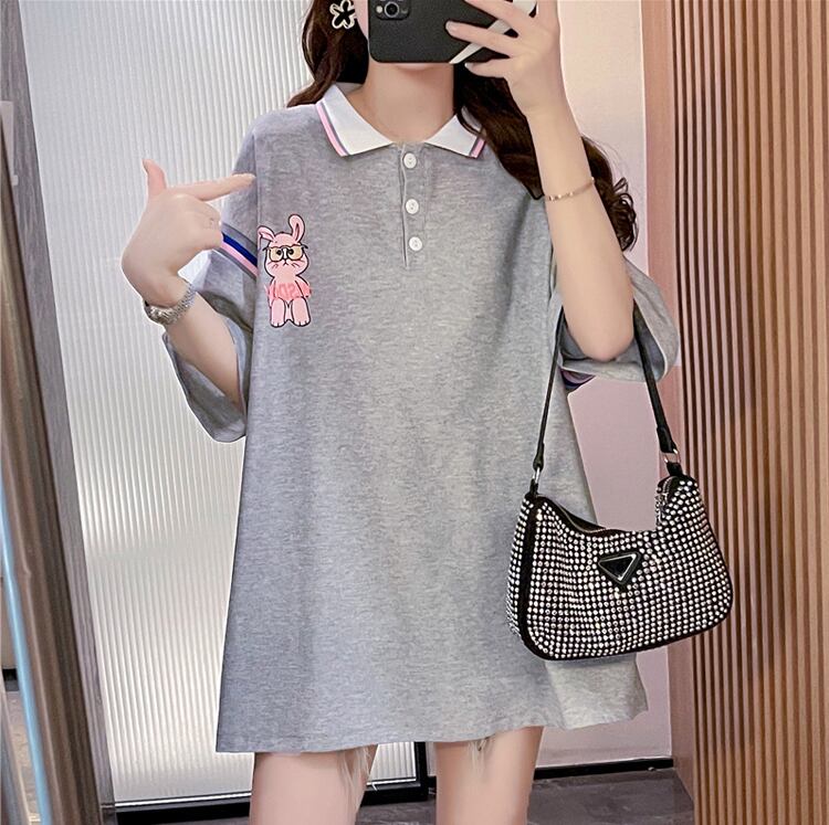 超人気 カジュアル 着回し力抜群 切り替え レース プリント全2色 半袖Tシャツ<U-9039>