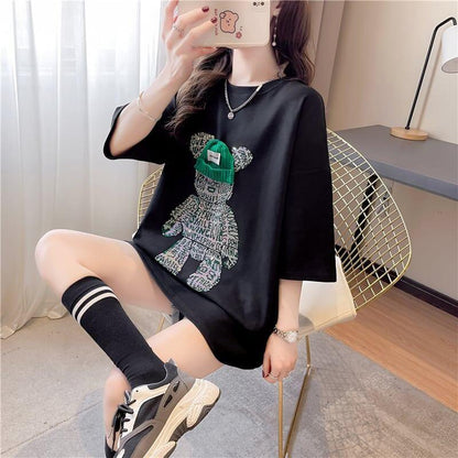 好感度満載 ラウンドネック スタイリッシュ プリント Tシャツ カットソー＜U-2795＞