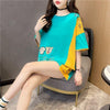 韓国風漫画刺繍ワッペン半袖Tシャツ<U-2991>