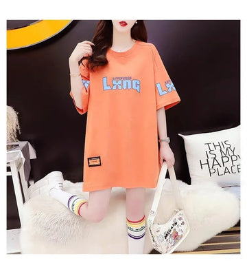質感のいい アルファベット 熊柄 ドロップショルダー オーバーサイズ Tシャツ ＜U-2878＞