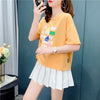 個性的なデザイン 切り替え 一目惚れ プリント Tシャツ カットソー＜U-3671＞