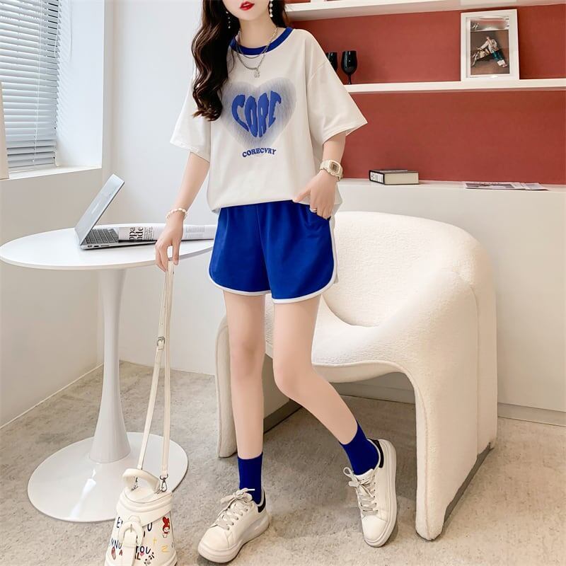 スタイリッシュ 切り替え 一目惚れ Tシャツ＋ショートパンツ セットアップ＜U-3614＞