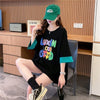 絶対欲しい プリント ラウンドネック 切り替え 全2色 半袖Tシャツ ＜U-8672＞