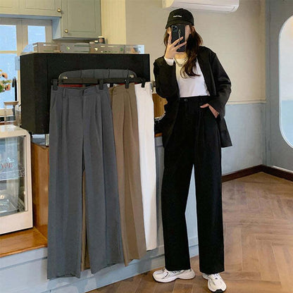 ストリート ハイウエスト スタイリッシュ 無地 ワイドパンツ ボトムス＜U-2778＞