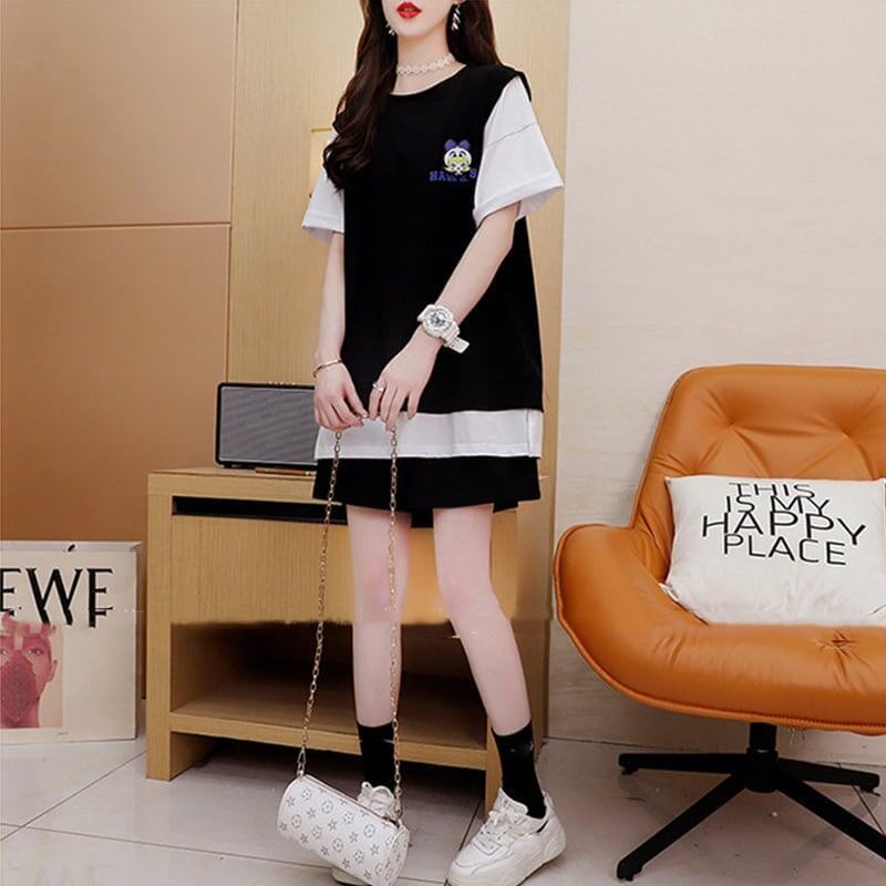 ルーズ 切り替え 美人度アップ Tシャツ＋ショートパンツ セットアップ＜U-3310＞