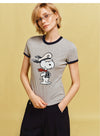 着瘦せ プリント 半袖 配色 カジュアル Tシャツ F-13496