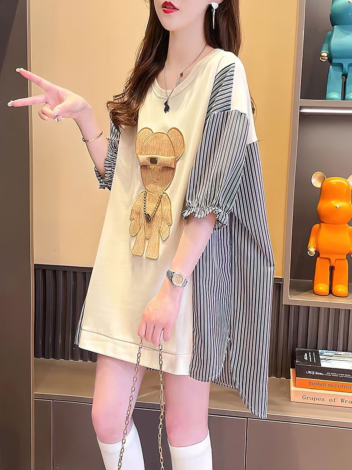 美人度アップ  ファッションルーズ 厚手フード付きパーカー全2色<U-4727>