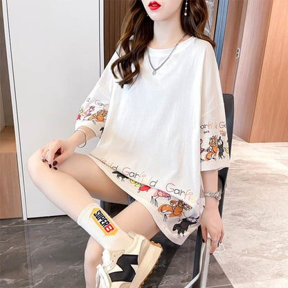 個性的なデザイン 切り替え 一目惚れ プリント Tシャツ カットソー＜U-3620＞