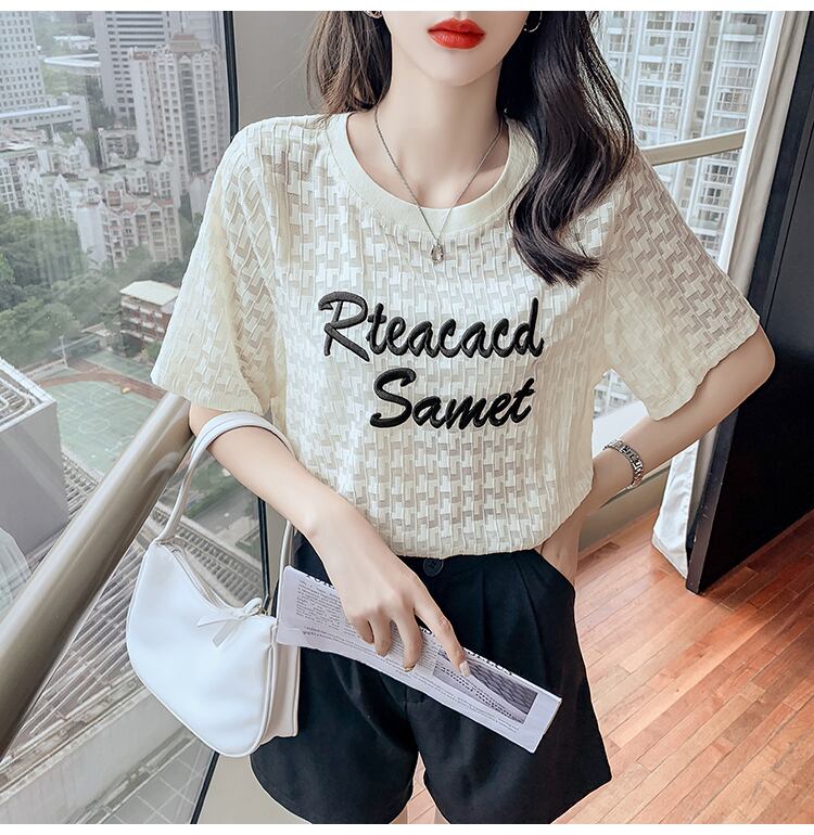 【半額！期間限定！！】大活躍 シフォン 定番シンプル 刺繍 全3色 Tシャツ カットソー ＜U-8601＞