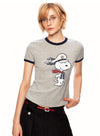 着瘦せ プリント 半袖 配色 カジュアル Tシャツ F-13496