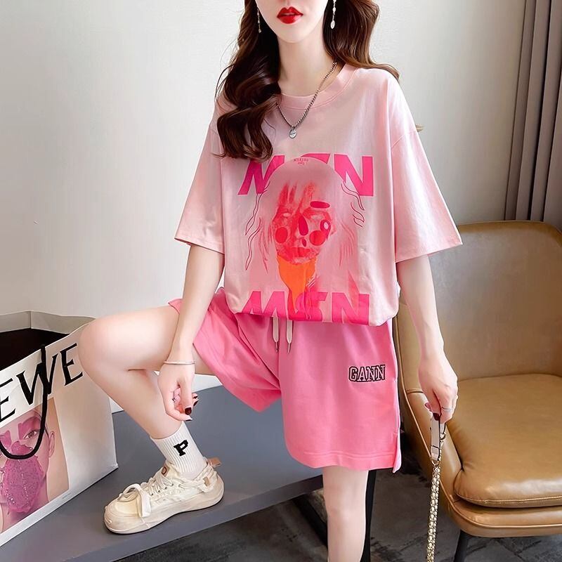 好感度UP カジュアル ファッション 上質 Ｔシャツⅹパンツセット<U-8456>