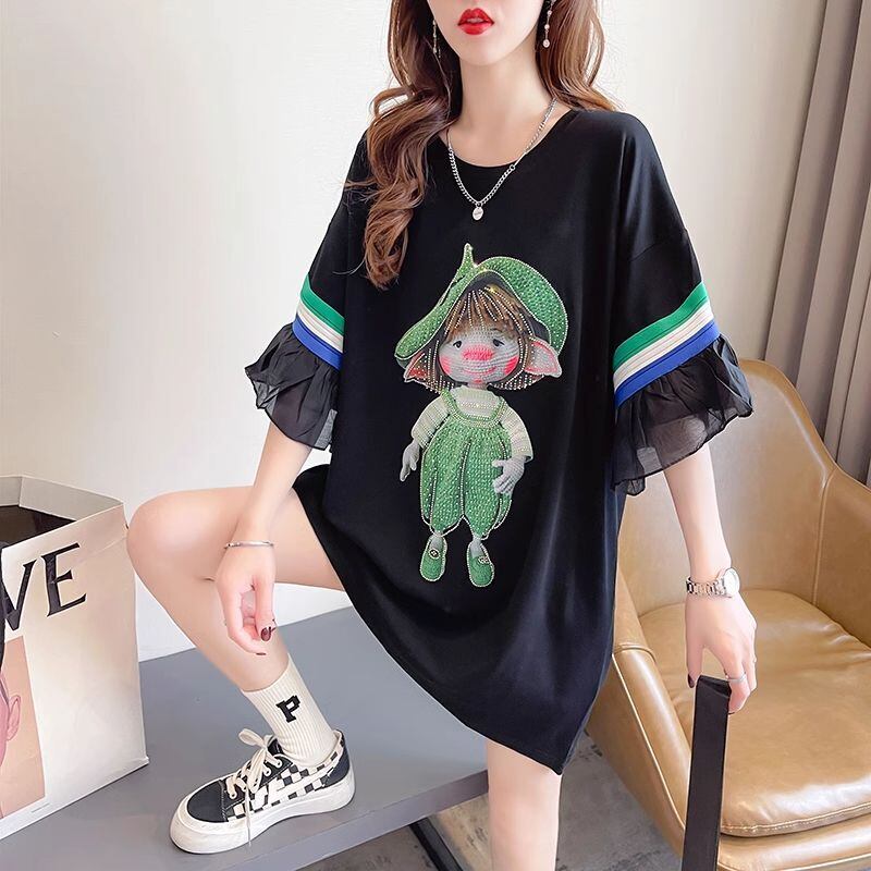 新商品 切り替え キュート ゆったり 全2色 半袖Tシャツ＜U-8349＞
