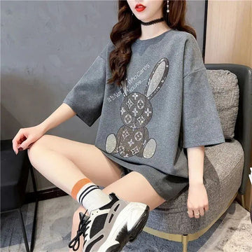 新商品 プリント ファッション ゆったり 全4色 半袖 Tシャツ＜U-8706＞