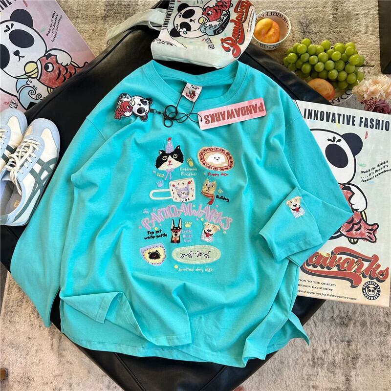 新商品 大人可愛い 求めてたデザイン 肌触り抜群 プリント 5色選択 Tシャツ<U-9369>