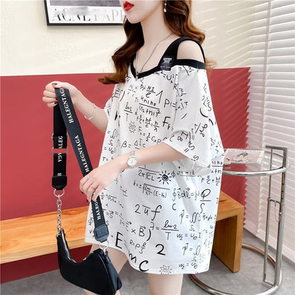 着心地抜群 切り替え 女性力を高める プリント Tシャツ カットソー＜U-3572＞