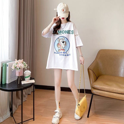 新商品 プリント ファッション ゆったり 全4色 半袖 Tシャツ＜U-11493＞