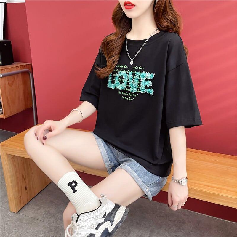 デザイン感 プリント チャーミング Tシャツ カットソートップス＜U-3151＞
