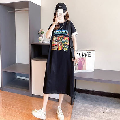 スタイリッシュ プリント 一目惚れ Tシャツ カットソー ワンピース＜U-3575＞