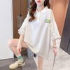 おすすめ POLOネック シンプル フリル ロング Tシャツ 三色 ゆったり半袖 ＜U-3055＞