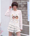 可愛い プリント ゆったり 甘カジュアル 長袖 Tシャツ F-13501