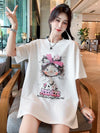 好感度UP ピンク カジュアル プリント スパンコール プリント ゆったり 半袖 Tシャツ＜U-8705＞