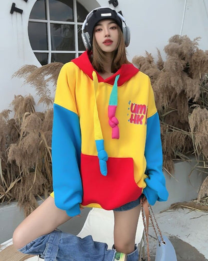 話題沸騰中切り替えオーバーサイズ裏起毛フード付きパーカー全2色＜U-4509＞