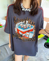 着せ ゆったり ビッグロゴ ロングTシャツ 半袖 ワンピース<U-4859>
