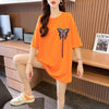 最新デザインセンス刺繍純綿ルーズ半袖Tシャツ<U-2949>
