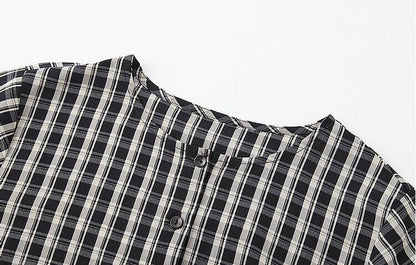 定番シンプル エレガント ゆったり感アップ チェック柄 Tシャツ カットソー＜U-8368＞