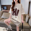 ファッション ロング プリントTシャツ 丸襟 半袖＜U-2807＞