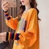 着せ グラフィックプリント 虹色 ロング長袖Tシャツ 三色トップス＜U-4107＞