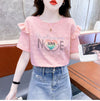 新商品 大人可愛い 話題沸騰中 ホットダイヤモンド 全3色 半袖Tシャツ<U-8868>