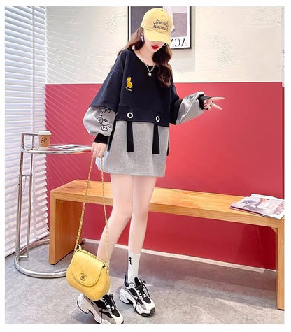 美人度アップ 配色 クマちゃん刺? 切り替え 三色スウェット＜U-4070＞