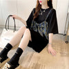 美人度アップ プリント 美腿効果抜群 Tシャツ カットソー ワンピース＜U-3357＞