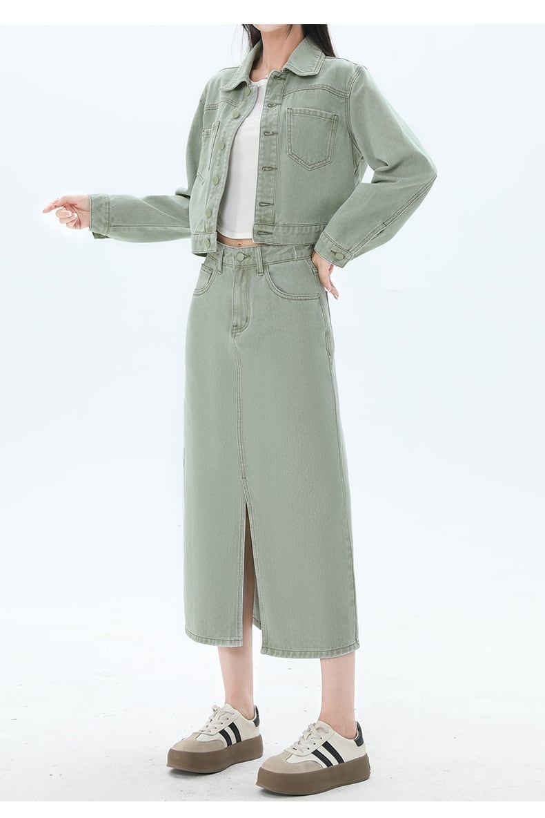カジュアル 長袖 定番シンプル ジャケット＋スカート セットアップ ＜U-10943＞