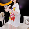 スタイリッシュ 切り替え 一目惚れ プリント Tシャツ カットソー＜U-3531＞
