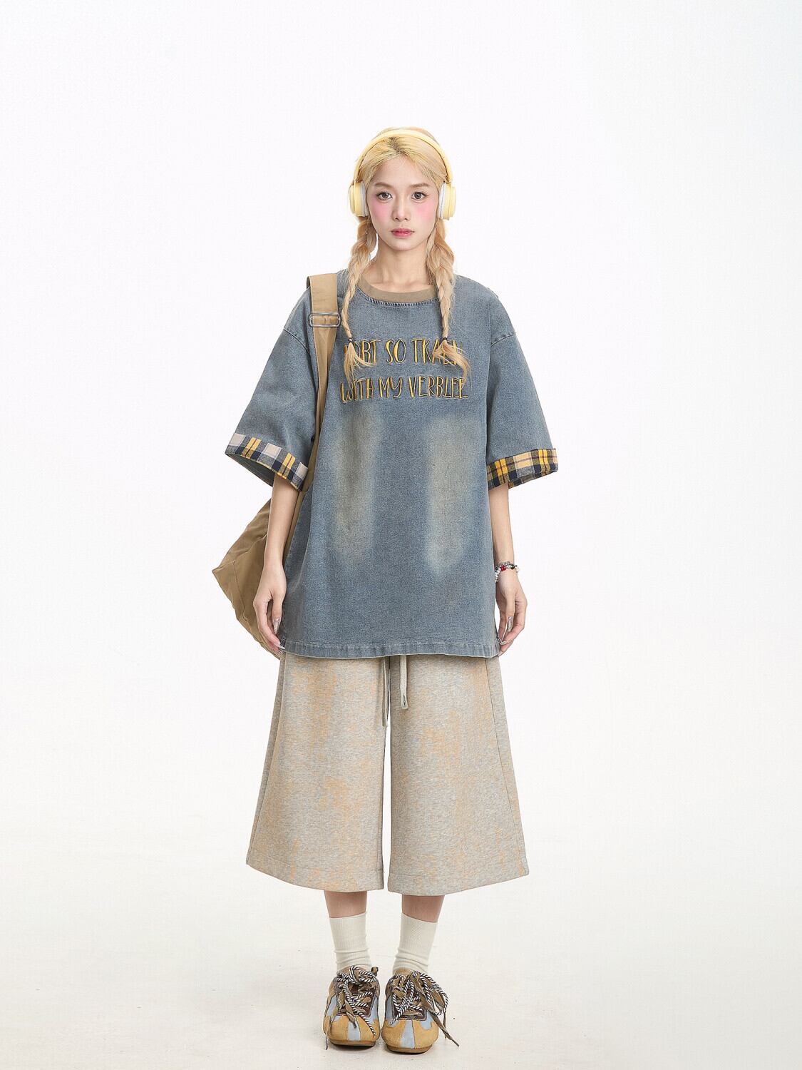 デニム 売れ筋 おすすめ 絶対流行 早い者勝ち カジュアル男女兼用 2色選択 Tシャツ<U-11340>