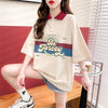スタイルアップ グラフィック POLOネック ドロップショルダーTシャツ ゆったり半袖 ＜U-3048＞
